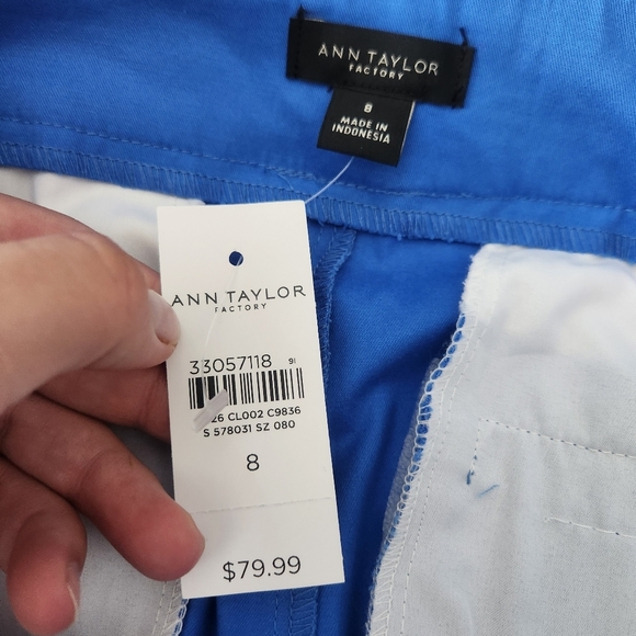 Ann Taylor Factory Blue The Crop Curvy Fit Pants 8 - Picture 7 of 9